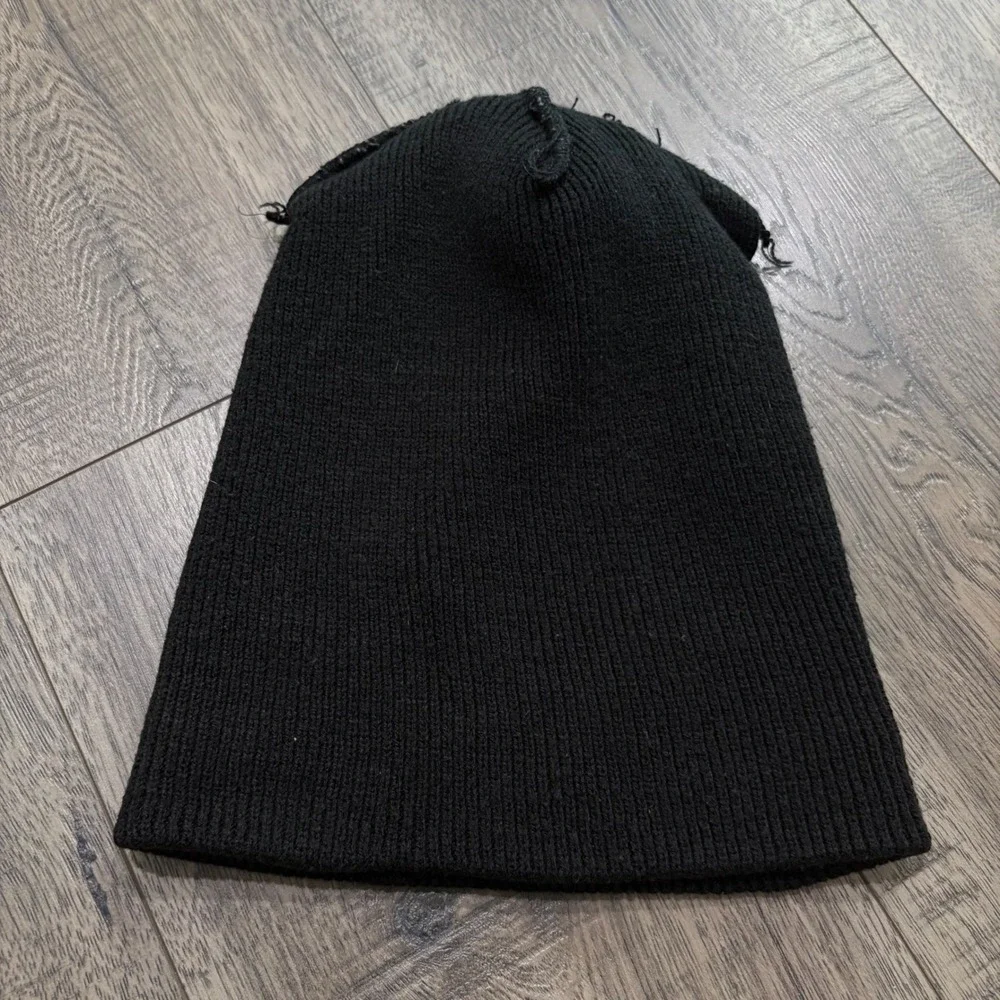 Adidas Originals Beanie Hat Unisex One Size Black Trefoil Logo Ribbed Knit